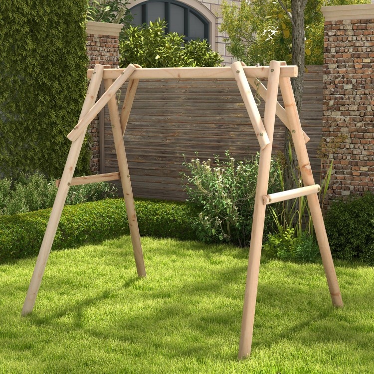 Pine Wooden Swing Frame 770lb A-Frame 67x53x68in Reinforced Natural