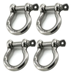 4Pcs 3/8” Bow Shackle Marine Grade 316 Stainless Steel Anchor Shackle D Ring
