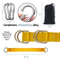 2 Pack 5FT Tree Swing Hanging Straps Kit, 2000 LBS,Gold | Comes with Safety S…
