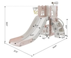 Toddler Indoor Outdoor Slide Playset Basketball Hoop Pink Gray Ages 1-3