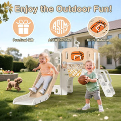 9 in 1 Toddler Slide Set, Baby Slide for Toddlers 1-3 with Ring Toss and Basketb