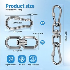 Heavy Duty 1200 lb Capacity Swivel Ring Double Ended Swivel Eye Hook, 304 Sta…