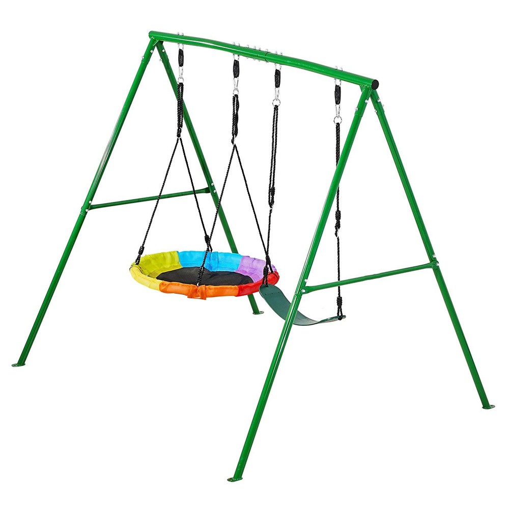 Uimoso Outdoor Swing Set with Two Seats and Sturdy A-Frame Design for Kids