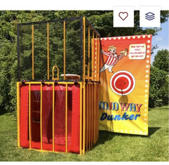 Carnival Midway Dunk Tank Outdoor Game Red/Yellow w/ Target Backdrop