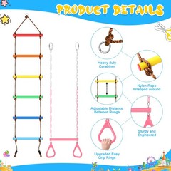 2 Pack Gym Swing Sets 48” Trapeze Swing Bar Monkey Bar Heavy Duty Chain with…