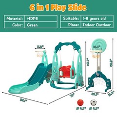 5 in 1 Toddler Slide and Swing Set, Indoor and Outdoor Kids Playset for Toddlers