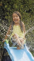 2 In 1 Outdoor Indoor Wet Dry Slide Playground Slide Folding Easy Storage Blue