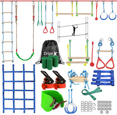 Ninja Warrior Obstacle Course for Kids – 50Ft Slackline & 10 Fun Accessories