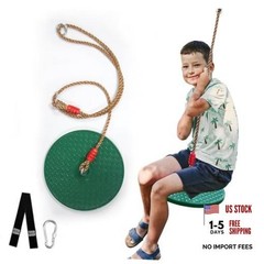 Rotating Disc Swing for Kids – 360° Swivel Seat, No Assembly, Dark Green