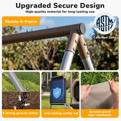 Metal Swing Set Playground Set with 2 Swing, Monkey Bar, Climbing Ladder & Slide