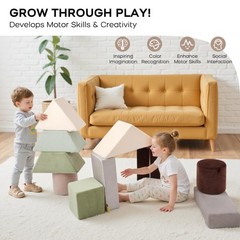 11-Piece Soft Foam Stacking Blocks for Toddlers, Large Plush Building & Balan…