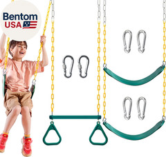 3 Pack Assorted Swing Set, Including 1 Gym Rings Trapeze Bar and 2 Pcs Swings wi