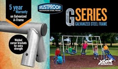 Galvanized Steel Free N’ Swing Play Set with Slide & See-Saw – 7 Child Capacity