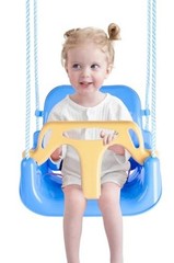 Toddler Swing, 3-in-1 Baby Swing Seat, Anti-Flip Snug & Secure Macaron Blue