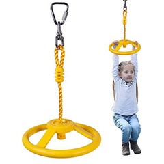 Ninja Wheel Obstacle for Kids Adults 360 Degrees Rotating Joint Jungle yellow