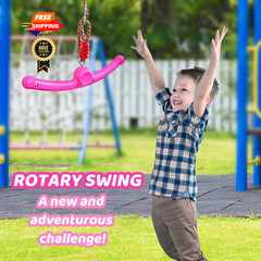 Ninja-Twister 360° Spin Handle: Slackline Swing Attachment for Kids Rose Red