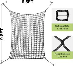 Kids Climbing Cargo Net 6.5×9.8 ft Polyester Playground Safety Net Black