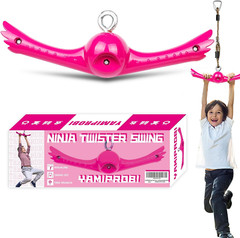 Ninja-Twister Swing Spins Set: Slackline Attachments- 360° Handle Twist-Spin Toy