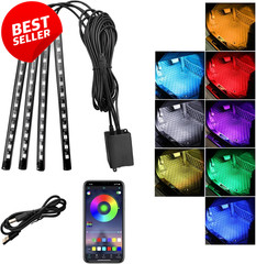 Car LED Interior Lights RGB 48 LED App Control Sound Active USB Kit – US