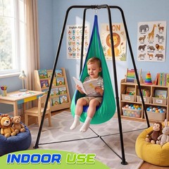 Sensory Swing Stand Frame with Pod Chair and Swing Set Kid Heavy Duty Metal S…
