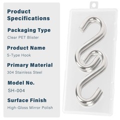 4 Pcs Heavy Duty S Hooks 3.3 Inch – 304 Stainless Steel Hammock Hooks | 557 l…