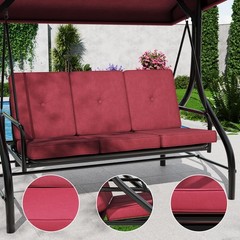 IDEALHOUSE 3-Seat Patio Swing w/ Stand, 2-in-1 Bed, Adj UV Canopy, 800lb