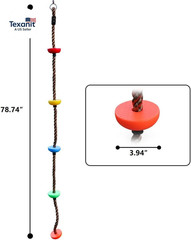 6.56Ft Climbing Rope Swing with Treads Climbing Rope Plate Swing Hanging Swing N