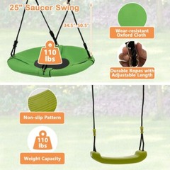 7-in-1 Outdoor Garden A-shaped Kids Swing Set Heavy Duty Saucer Swing Gift Kids
