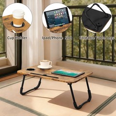 Lap Desk Foldable Laptop Table Portable Bed Tray Desk with Holders for Cup an…