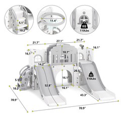 9 in 1 Kids Double Slides Toddler Backyard Playground Playset Indoor Outdoor