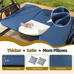 3 Seat Outdoor Porch Patio Swing with Adjustable Canopy& Backrest,Outdoor