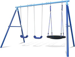 3-In-1 Swing Set for Backyard for Kids 3-8, 550Lbs, Heavy Duty Metal A-Frame for