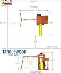 Tanglewood Cedar Wood Swing Set with Wave Slide Clubhouse Playhouse Coveree NEW