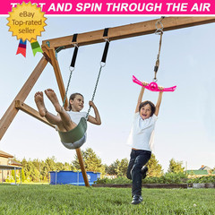 Ninja-Twister Swing Spins Set: Slackline Attachments – 360° Handle Twist-Spin Fl