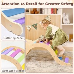 7 in 1 Rainbow Pikler Triangle Set with 41in Ramp & Arch Rocker