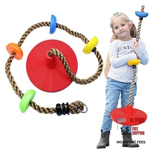 Tree Climbing Rope and Kids Disc Swing Seat Set Outdoor Backyard Playground