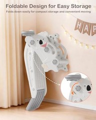 Toddler Slide Indoor & Outdoor Playground, 4-in-1 Baby Slide with Cream & Gray