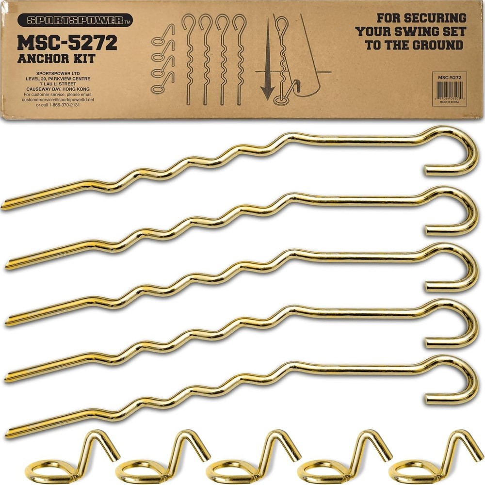 MSC-5272 Metal Ground Anchor Kit for Swing Sets, Gold