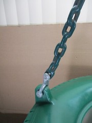LARGE Green Plastic Tire Swing Swing Set Seat with Coated Chain
