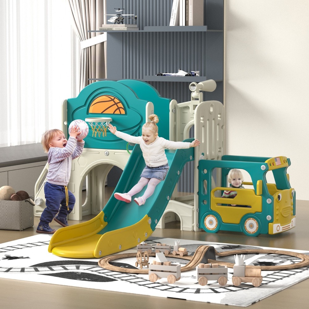 9 In 1 Toddler Slide, Kids Slide with Climber Playground, Indoor Outdoor Playset