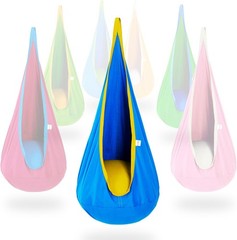 Kids Pod Swing Seat, Blue & Yellow Hammock Chair