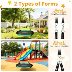 40-Inch Round Saucer Tree Swing for Backyard Fun,Heavy-Duty Steel Frame with …
