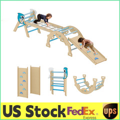4 in 1 Toddler Climbing Toys Indoor,Wooden Climbing Triangle Set W/Ramp,Arch Gym