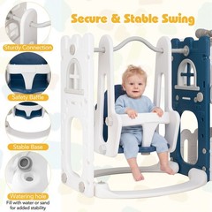 7 in 1 L-shaped Toddle Swing and Slide Set w/Swing, Basketball Hoop & Telescope