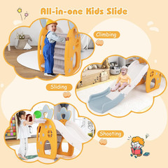 Toddler Slide, 3 in 1 Freestanding Foldable Kids Slide with Climber, Basketball