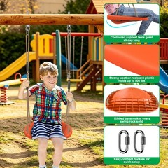 Heavy Duty 2-Pack Orange Tree Swing Seats for Kids & Adults. Adj Rope & Hooks.