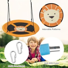 40″ Outdoor Round Saucer Tree Swing WaterProof w/Adjustable Ropes & Carabiners