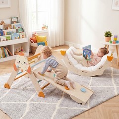 8-in-1 Climbing Toys for Toddlers with Triangle Ladder, Convertible Ramp, Indoor