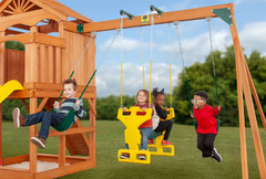 Timber Valley Wooden Playset: Slide, Swing, Climbing Wall & Sandbox Fun!