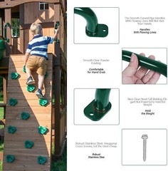 10 Inch 4 Pieces Outdoor Playground Accessories Handles Metal Green –